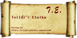 Tollár Etelka névjegykártya